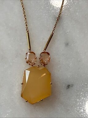 kate spade Gold-Tone Necklace with Honey Yellow Faceted Pendant 16”